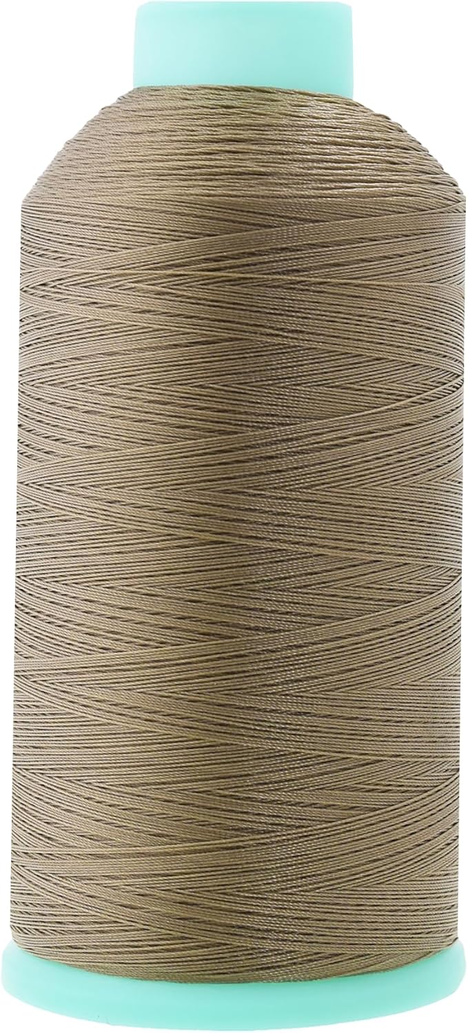 Mandala Crafts Size 46 210D T45 Bonded Nylon Thread - Dark Beige 2843 YDs Tex 45 Heavy Duty Sewing Threads for Leather, Jeans, Weaving, Outdoor Marine Upholstery