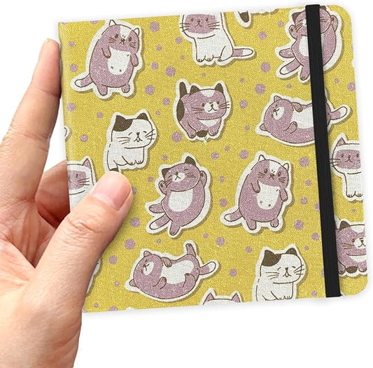4.8" x 4.8" Hardcover Sketchbook,Small Mixed Media SketchPad,96 Sheets 80gsm Acid-Free Artist Drawing Paper,Travel Journal Pocket Blank Notebook for Painting,Illustration,Art Supplies.Yellow Cute Cat