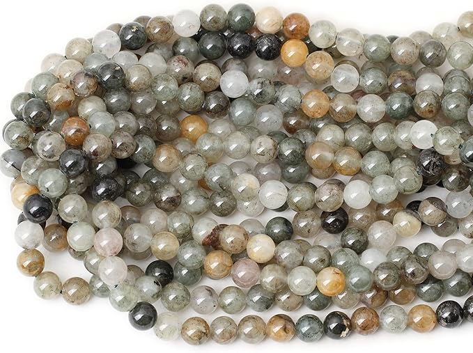 cheavian 45pcs 8mm natural green phantom crystal round loose beads for jewelry making 1 strand 15"