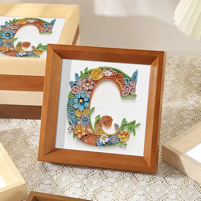 MVVMTOP Diamond Painting Kit, 5D DIY Letter C, Special Shape Crystal Artificial Diamond Art Partial Mosaic Handicraft for Beginners, Wall Decor Gift for Bedroom, Office, Living Room 6.7x6.7in