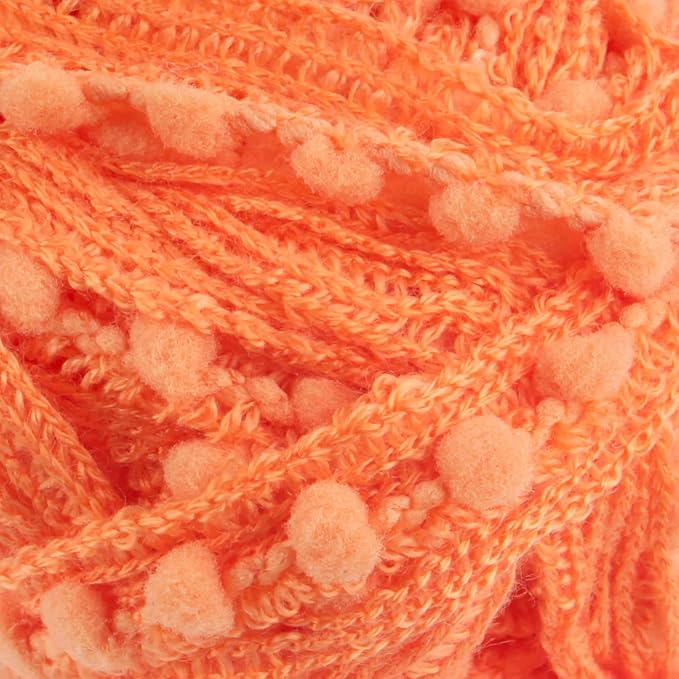 JubileeYarn Fishnet Pom Pom Yarn - 50g Mini Bonbons - Tangerine - 6 Skeins