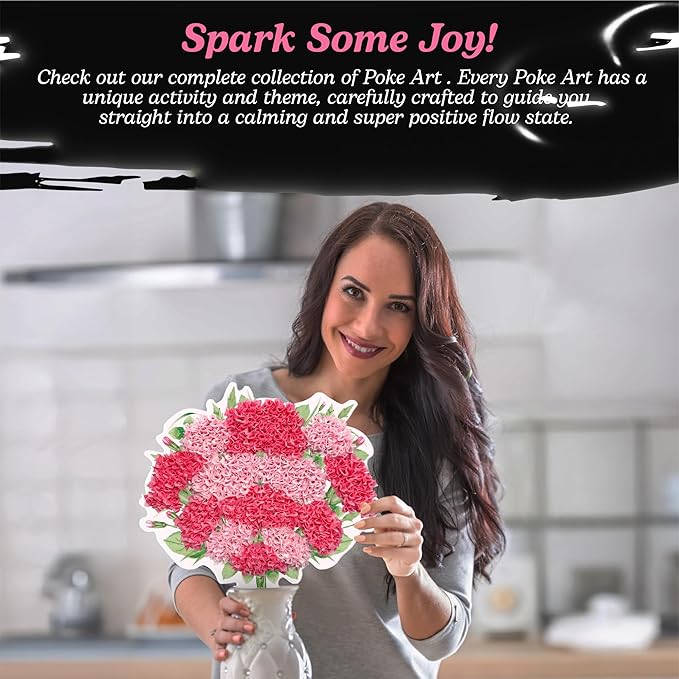 Unwynd Poke Art Carnations Flower Bouquet, Mess-Free Arts and Crafts for Adults, Teen Craft Kits, Thoughtful Gifts for Women and Men