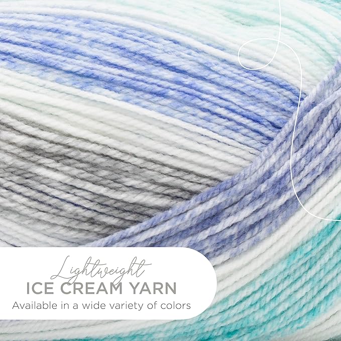 Lion Brand Yarn, Ice Cream Baby Yarn for Knitting, Crochet, and Crafts, Smurf, 1 Pack, DK Weight Colorful Acrylic Fiber for Baby Blankets, Hats, and Sweaters