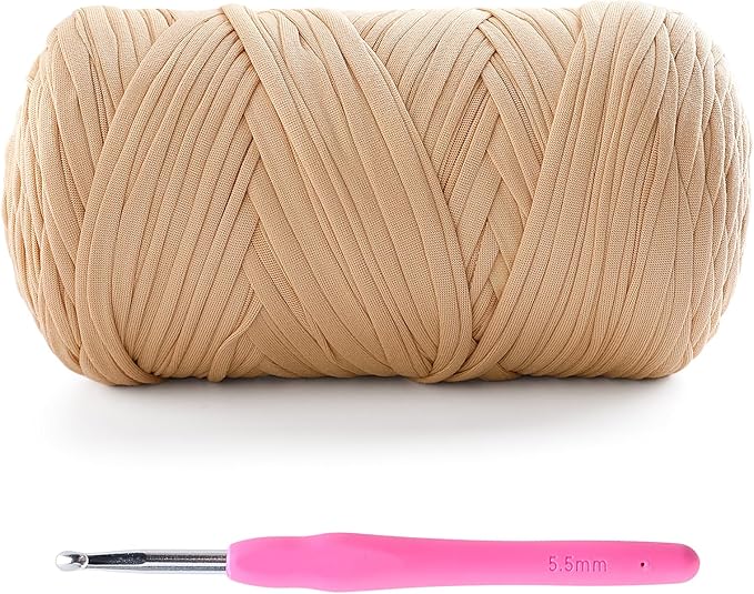 T-Shirt Yarn for Crochet - 400g/131 Yards Elastic Fabric Crochet Cloth - Khaki
