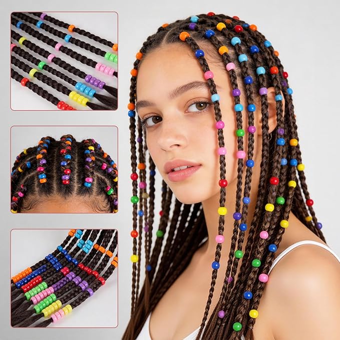 2880Pcs Pony Beads for Jewelry Making, 24 Color Plastic Pony Beads Bulk, 6×9mm Friendship Bead Bracelet Kit for Hair Braiding, Keychains, Necklaces, DIY Crafts Gifts