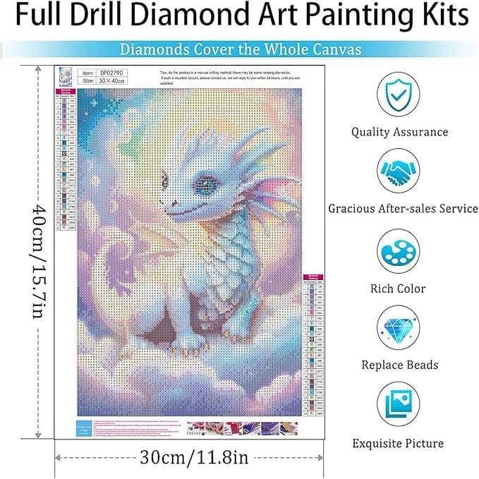 ARPADAMO Diamond Art Kits for Adults,5D Dragon Diamond Painting DIY Animal Diamond Art Diamond Painting Kits for Adult,Round Full Drill Diamonds, Diamond Art Kits for Home Decor-12x16inch