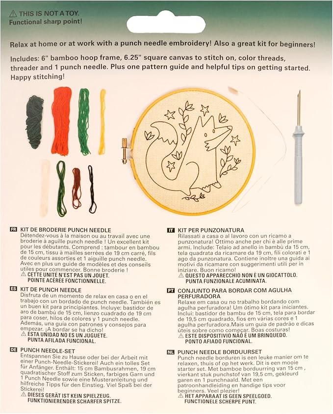 Kikkerland Punch Needle - Fox - Includes Everything Needed