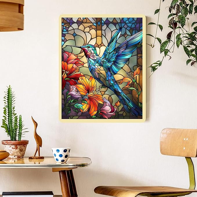 Hummingbird Paint by Numbers for Adults with Framed Canvas - with Wooden Easel, Paint by Number on Canvas, DIY Acrylic Oil Painting Kits with Brushes Nice Gift Box for Home Wall Decor (12x16 inch)
