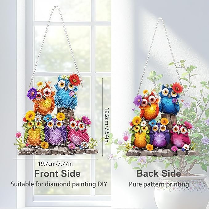 TOSTOG Cute Bird Diamond Art Hanging Kits for Adults, Birds Diamond Painting for Adults Window Pendant, Special Shape Diamonds Diamond Painting Hanging Pendant Kit for Wall Home Decor Gift