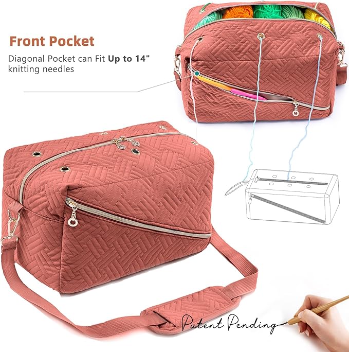 Crochet Bag Organizer - Knitting Bag - Yarn Storage Organizer - Yarn Bag for Crocheting - Yarn Holder for Crochet Accessories, Crocheting & Knitting Gifts