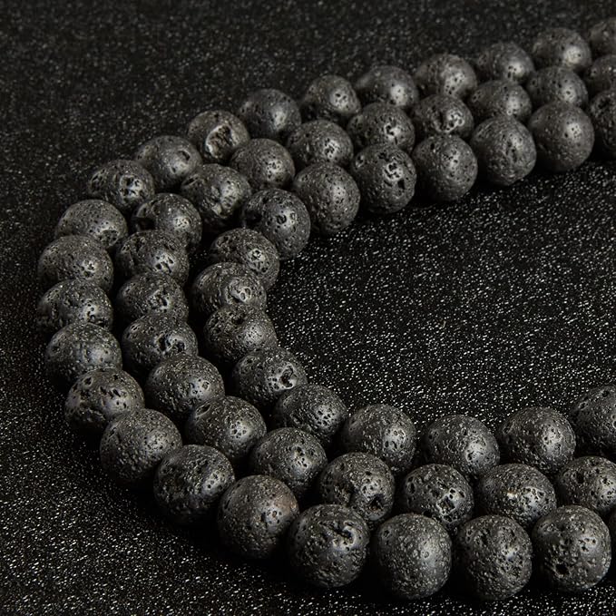 100pcs 8mm black lava beads natural gemstone beads round loose beads for jewelry making