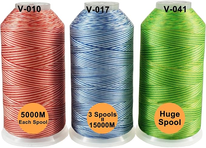New brothreads - 40 Options- Various Assorted Color Packs of Polyester Embroidery Machine Thread Huge Spool 5000M for All Embroidery Machines -Variegated Colors 2