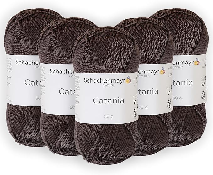 5 Skein/Pack Schachenmayr (SMC) Catania Originals Yarn, Each Ball 1.76 Oz (50gr) / 136 Yards (125 m), 100% Mercerized Cotton for Knitting and Crochet Yarn, Sport Weight, 415 - Dark Chocolate