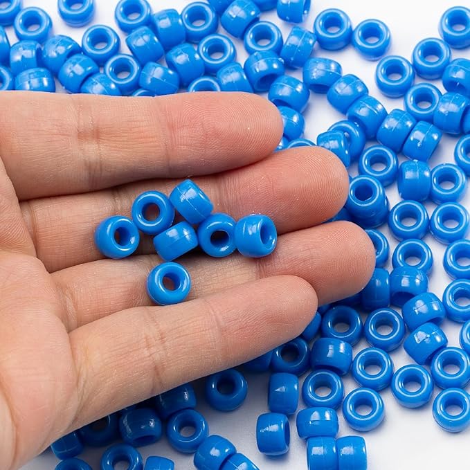 Gxueshan 1000 Pcs Blue Acrylic Pony Beads 6x9mm Bulk for Bracelet Necklace Jewelry Making Earring Hair Braiding Kandi Beads