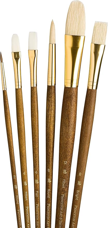 Princeton RealValue Brush Set, Natural, Brown Handle, 6 Piece, 1 Count