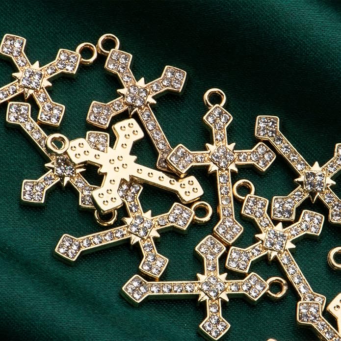 Pack of 20 Rhinestone Charms Gold Plated Pendants Pave Crystal Accessories for Necklace Bracelet Jewelry Making DIY Crafting