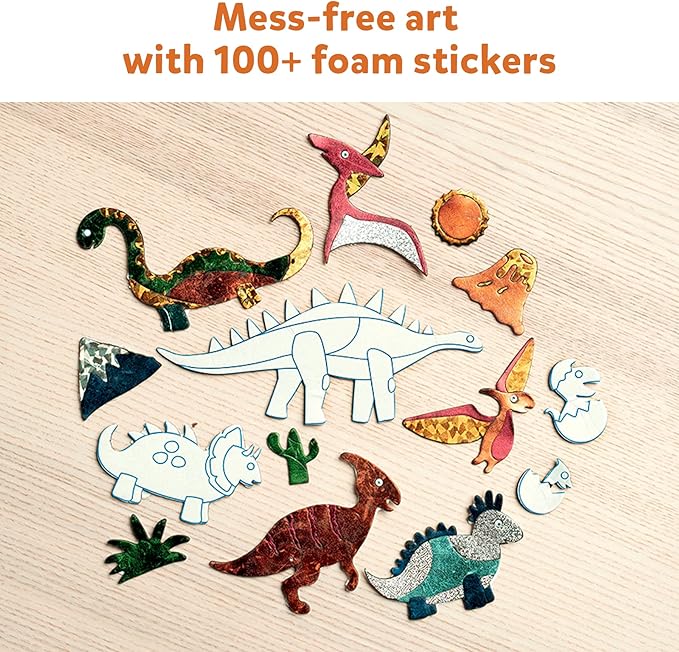 skillmatics foil fun - dinosaurs, no mess art for kids, craft kits & supplies, diy creative activity, travel toys, gifts for boys & girls ages 4, 5, 6, 7, 8, 9