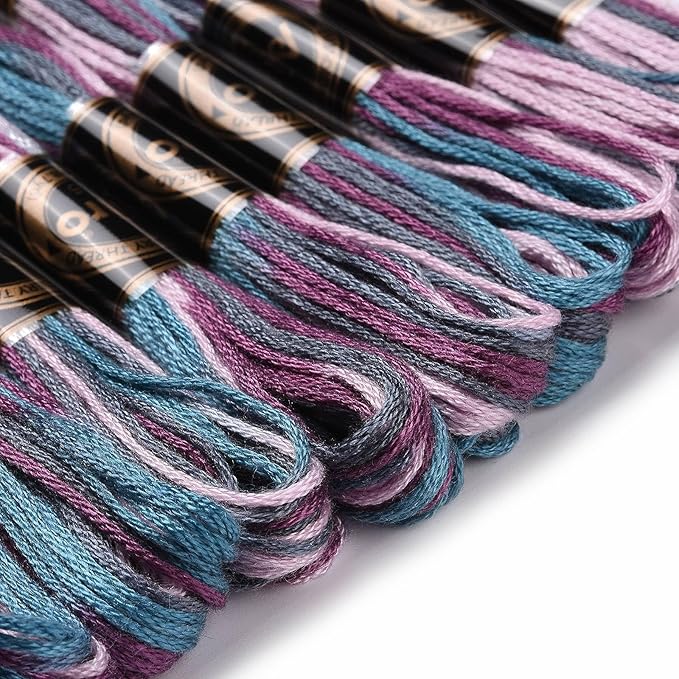 FASHEWELRY 10 Skeins Embroidery Floss Friendship Bracelet String Threads 6-Ply 0.5mm Violet Cross Stitch Embroidery Thread for Sewing Bracelet Making Stitching Crafts