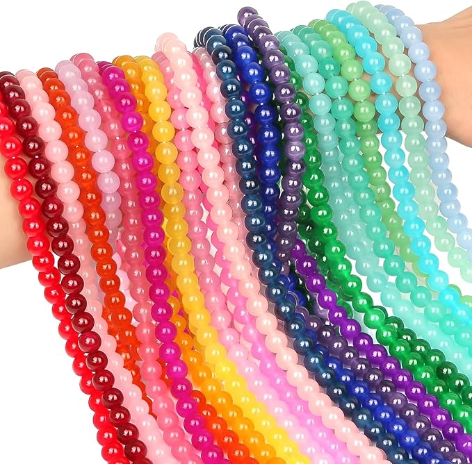 1250Pcs 8mm Glass Beads for Jewelry Making, Beads for Bracelets Making, Round Crystal Loose Beads Bracelet Kit for Bracelets Making, Jewelry Making, Earring, Necklaces and DIY Crafts
