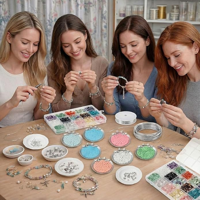 Jewelry Making Kit for Bracelet Necklace Arm Cuff Earring DIY Supplies, Butterfly Bee Charm Beads Fake Pearl Metal Wire