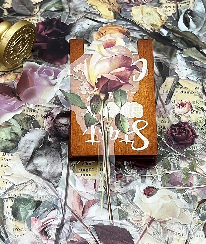 Brown Vintage Dried Roses Botanical Stickers, 40 PCS Aesthetic Stickers for Scrapbooking, Cottagecore Waterproof Vinyl Stickers for Bullet Junk Journal Planner Diary Album