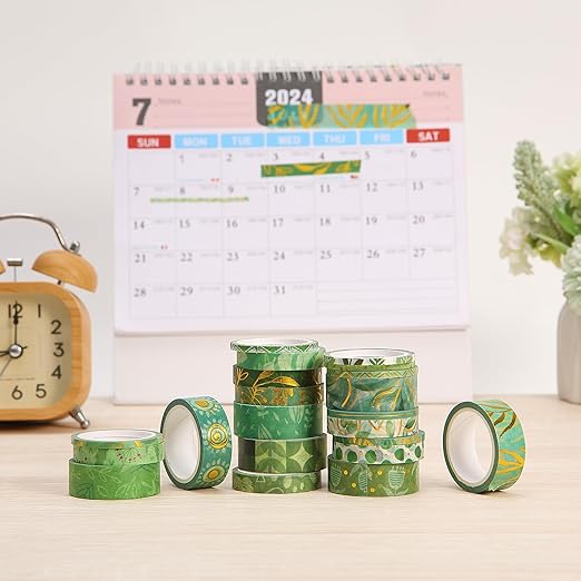 Mr. Pen- Washi Tape Set, 21 Rolls, Greenery Summer Design, Decorative Tapes With Tape Measure for Journaling, Scrapbooking, and Crafts