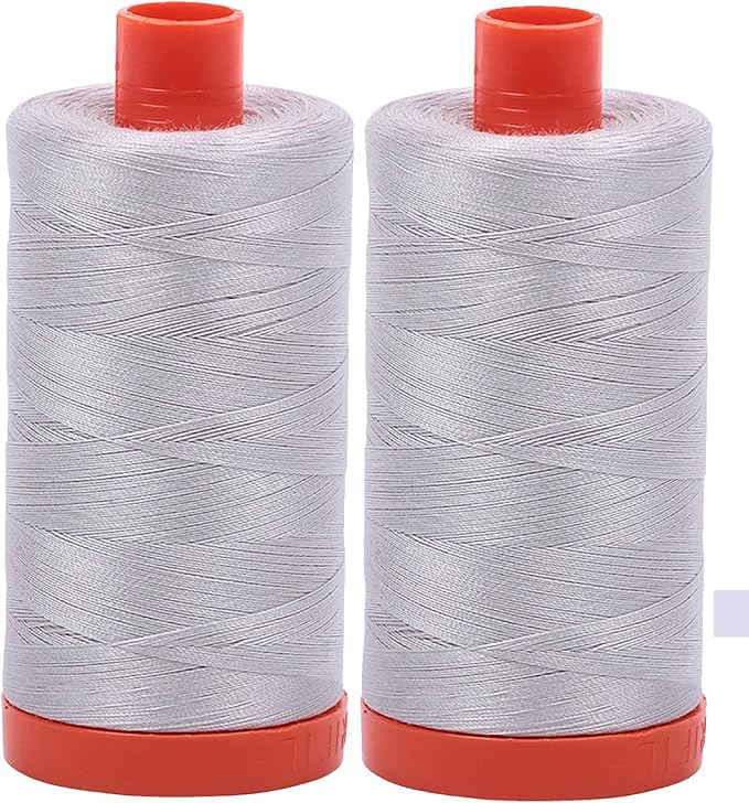Aurifil Mako 50wt Thread 2 Large Spools (Aluminum (2615))