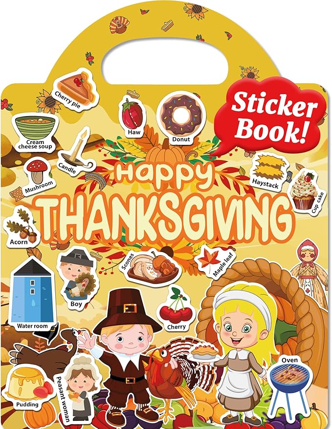 benresive reusable sticker books for kids, sticker books for toddlers, toddler travel toys activities crafts ages 3 and up birthday gifts - thanksgiving