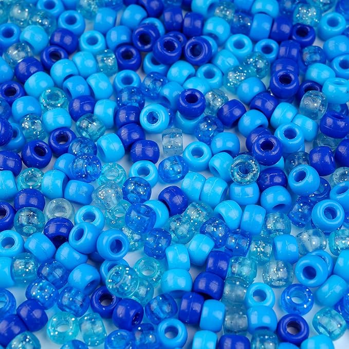 1000pcs Pony Beads, 15 Color Kandi Beads for Bracelets Making Kit, Hair Braids Crafts Jewelry Making Crafts Friendship Necklace Earrings DIY(Blue Mixed Color)