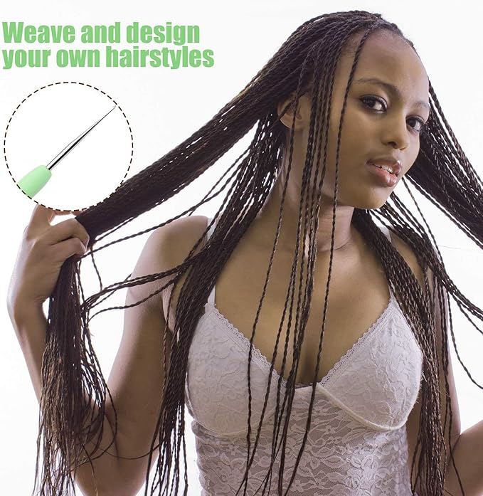 4 Pcs Dreadlock Crochet Hooks for Hair 0.5 mm 0.75 mm Dreadlock Crochet Needle Tools for Locs Braid Hair Weaving Craft Accessories