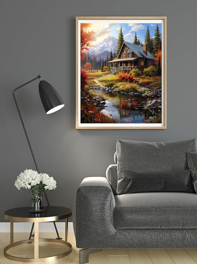 14CT Counted Cross Stitch Kits for Adults Mountain Flowers Advanced Stamped Cross Stitch Kits for Adults (Mountain 3)