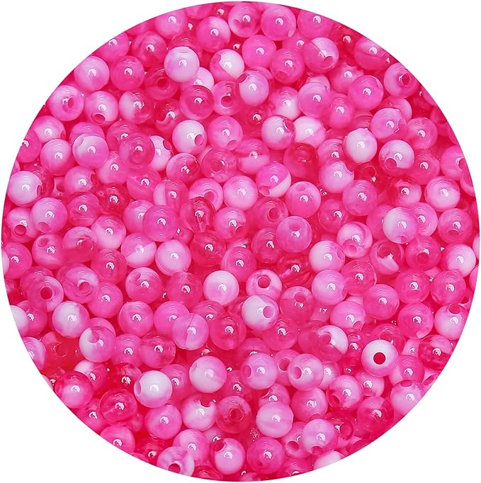 bonny boxx 1000pcs 6mm rose jade round beads, smooth acrylic balls, plastic resin gumball bubblegum chunky beads for necklace & bracelet making, crafting supplies