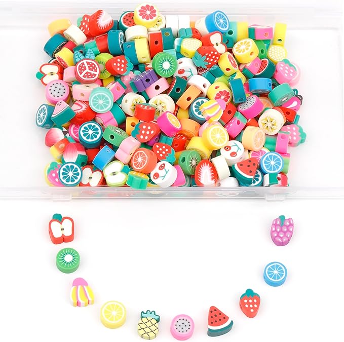 180 Pcs Colorful Fruit Polymer Clay Beads for DIY Bracelet, Necklace, Earring Making