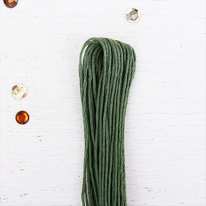 12 Skeins ThreadArt Premium Egyptian Long Fiber Cotton Embroidery Floss | Fern Green | 6 Strand Divisible Thread 8.75yds Each for Hand Embroidery, Friendship Bracelets, Cross Stitch and Crafts
