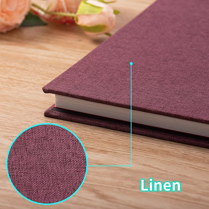 Purple Photo Album Self Adhesive Scrapbook Album for 4×6 Photos/Pictures DIY Linen Cover Album 15 Sheets/30 Blank Pages for Family Wedding, Birthday, Christmas, Anniversary