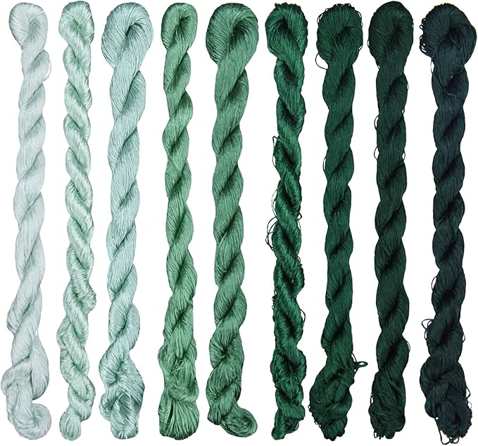 Natural 100% Silk Thread, Handmade Embroidery Thread Silk Floss 9 Colors 110m Each (34)
