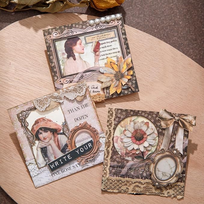 Retro Frame Cardstock Stickers, 60PCS Photo Window Designs - Vintage Square Collage Frames for Scrapbook Albums Diaries DIY Decor