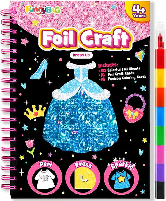 funnyb&g foil art crafts for kids ages 4-8: valentines crafts for kids 2026,birthday gift for girls,art and crafts supplies,party favors,creative toys for girls boys 4 5 6 7 8 9 years old(dress up)