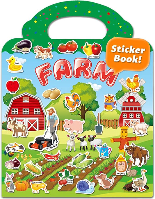 walenced reusable sticker book for toddlers, stickers for kids, toddler craft activities, toddler travel toys ages 3 and up boy girl birthday gifts