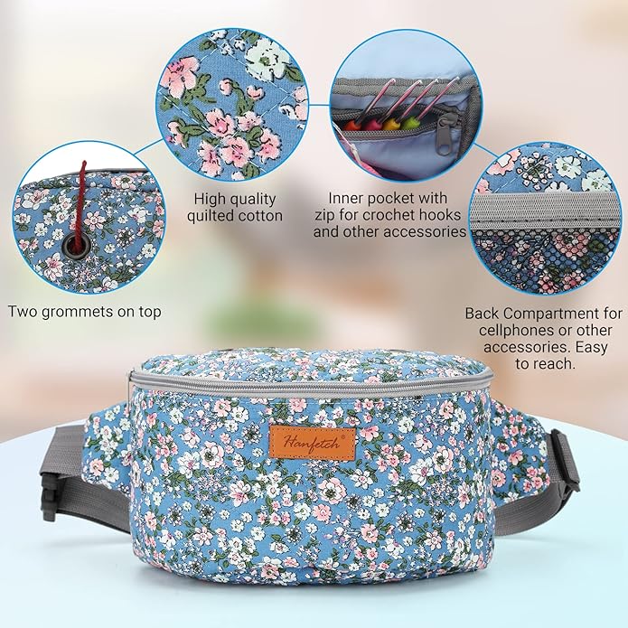 Yarn Crossbody Waist bag Small Yarn Storage Organizer for Yarn Skeins-Organizer for Crochet Hooks and Accessories