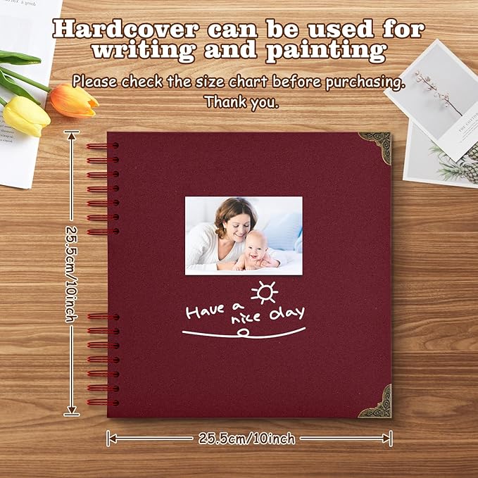 Scrapbook Album 10x10 Inch - Hardcover Kraft Paper Photo Album with 40 Pages, Memory Book for Wedding, Anniversary, Family, Christmas, Baby Shower, Ideal for Preserving Precious Moments