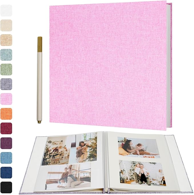 Vienrose Large Photo Album Self Adhesive for 4x6 5x7 8x10 Pictures Scrapbook Album DIY Scrap Book 40 Sticky Pages with A Metallic Pen