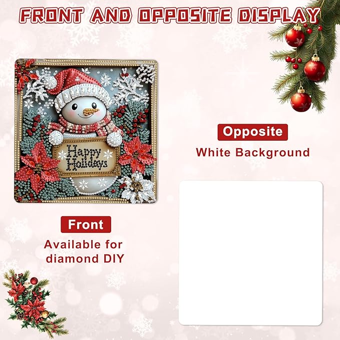 KEYIFA Christmas Diamond Painting Kit, DIY Snowman Diamond Art for Adults, Diamonds Painting Pendant Special Shaped Rhinestone Window Hanging Ornaments Home Garden Wall Door Decoration, 20cm Width