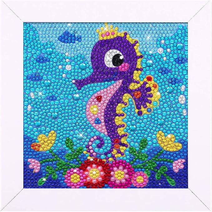 5D Diamond Painting Kits for Kids 7.1‘’ X 7.1‘’ Wooden Frame Diamond Arts and Crafts for Kids Mosaic Gem Stickers by Number Kits DIY Painting Arts Crafts Supply Set Embroidery Gift (Style M)