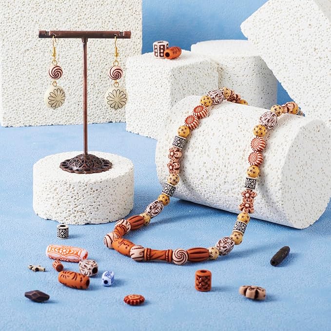 Cheriswelry Assorted Vintage Acrylic Beads (100G) - Round, Heart, Flower, Drop, Oval Shapes - Loose Beads for Jewelry Making