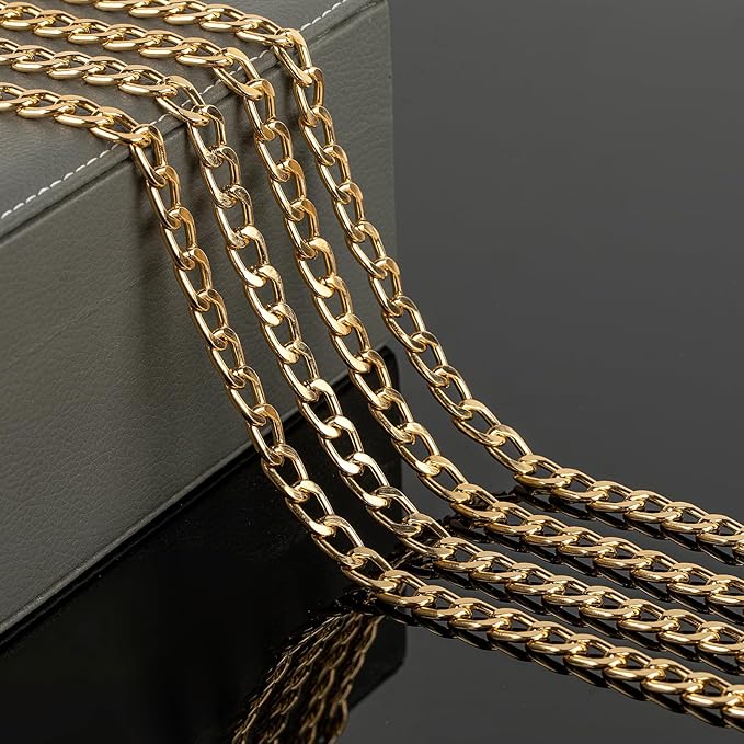 YOUBEIYEE 16.4 Feet Gold Chain for Jewelry Making, Lightweight Gold Plated Aluminum Curb Chain Handmade Decorative Craft Chain