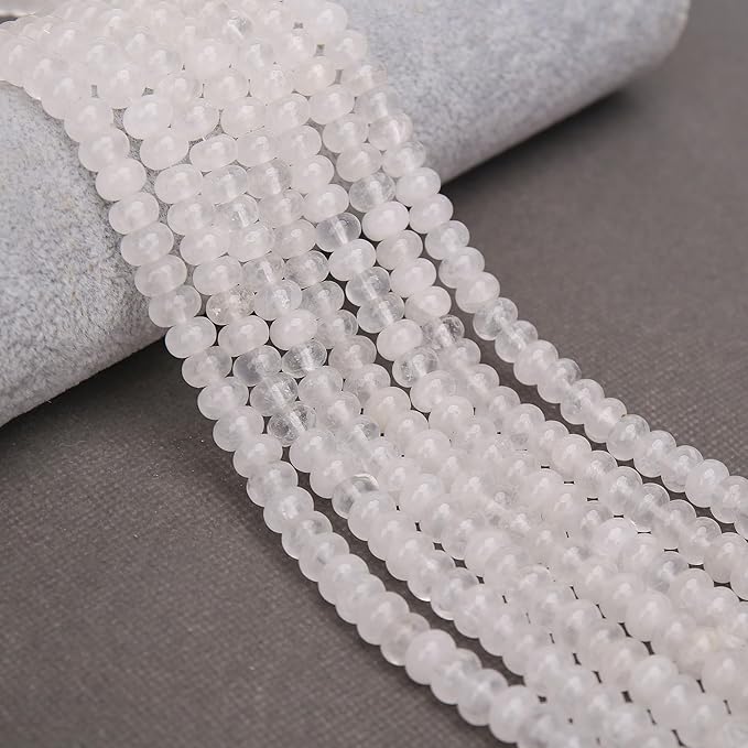 2 Strands (150PCs) Clear Crystal Quartz Rondelle Beads, 5 * 8mm Gemstone Loose Spacer Abacus Disk Beads for DIY Bracelet Necklace Earrings Jewelry Making, Craft Supplies Beading Kit