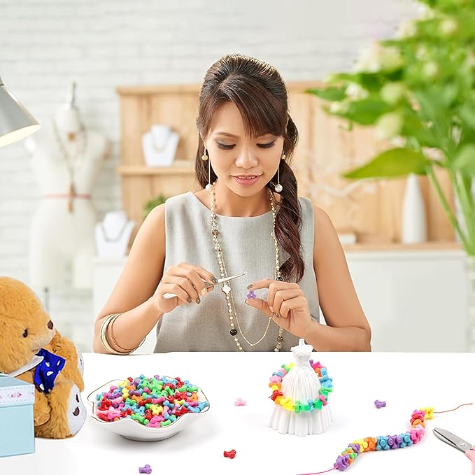 gmma pony beads shapes for friendship bracelets multicolour opacity plastic tri beads for jewelry making valentine's day diy bracelets necklace friendship party decoration supplies