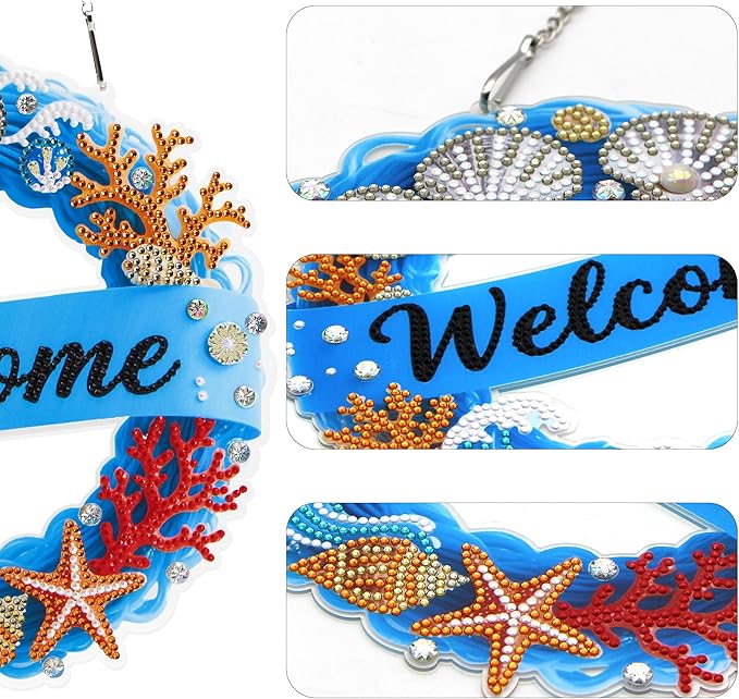 Diamond Art Kits Hanging Window Diamond Painting Kits DIY Pendant Ornament for Home Decoration & Gift (Marine Style)