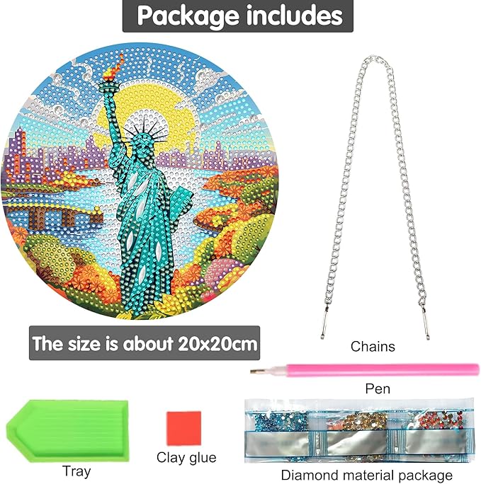 Bimkole Free Muse Diamond Art Hanging Kit for Adult, DIY 5D Diamond Art Statue Window Pendant, Acrylic Crystal Art Hanging Ornament Home Wall Garden Front Door Sign Outdoor Decor 7.8x7.8 Inch